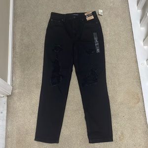 Black Ripped Aeropostale Mid Rise Mom Jeans